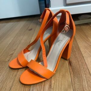 BAMBOO Rampage Heeled Block Sandal and Ankle Strap for Women